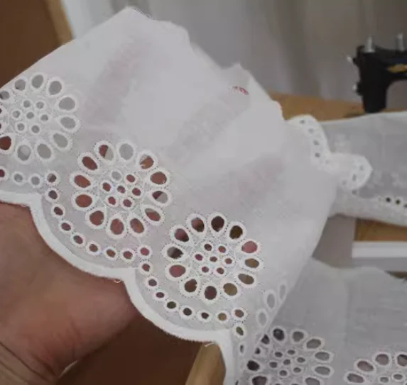 Custom Made Lace Accessories, Dress with Skirt Decoration, Collar Embroidery, Hollow Cotton Thread, Edge Fabric Material, New