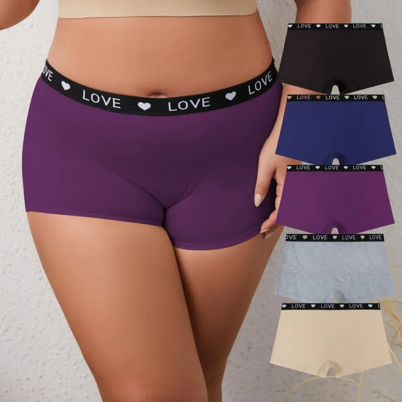 

Sexy Middle Waist Plus Size Lingerie Fashion Solid Cotton Underwear Women Color Matching Letter Panties Silky Breathable Briefs