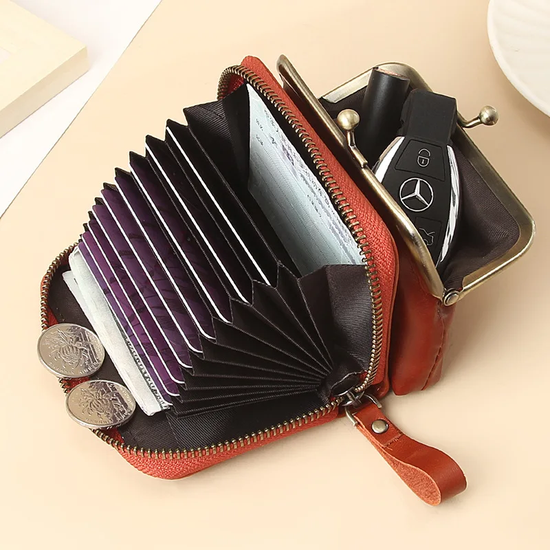 Luxury Bag Genuine Leather Coin Wallet Women Clamp Wallet Niche Luxury Brand Copy Coin Purses Detachable Purse