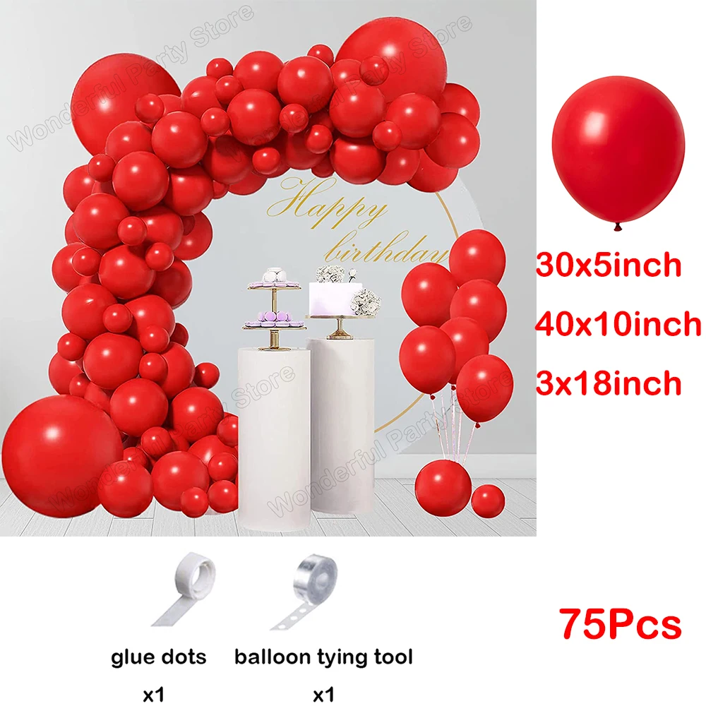 75Pcs Red Balloon Garland Arch Kit Valentine Day Christmas Balloons Wedding Birthday Baby Shower Party Decorations