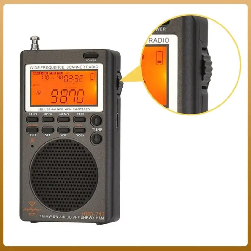 Full Frequency Digital Radio High Sensitivity Multiple Bands with Sleep Timer, Clock, and 1000 Channel Storage