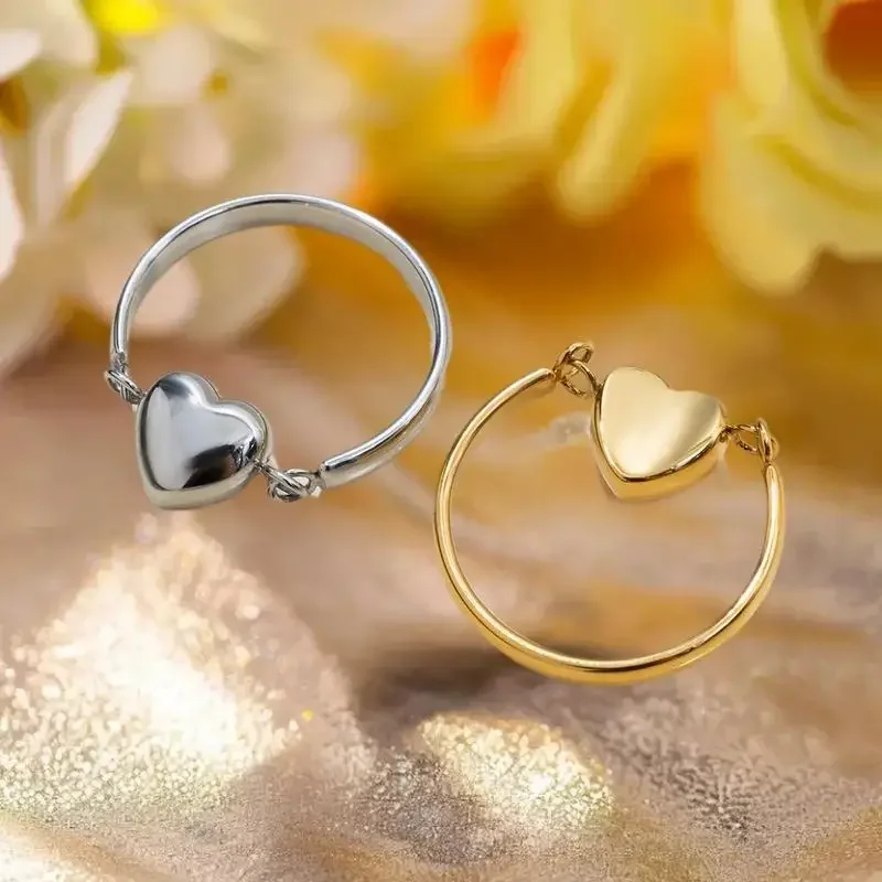 الإبداعية عكسها القلب الدائري للنساء عشاق هدية الفولاذ المقاوم للصدأ للماء فنجر المجوهرات