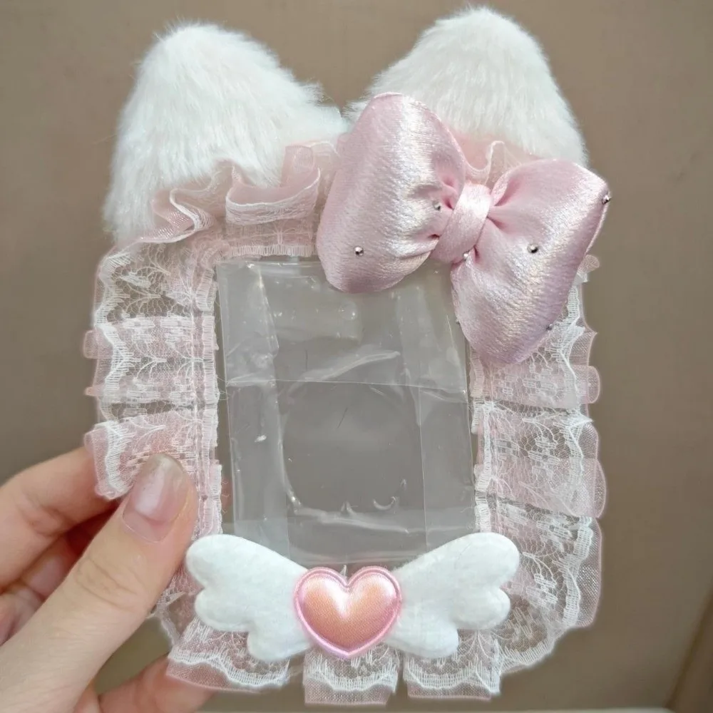 

Cute Multifunctional Plush Photocard Case Plush Cat Ears Cartoon Card Case Lace Kpop Photocard Holder Student Card Holder