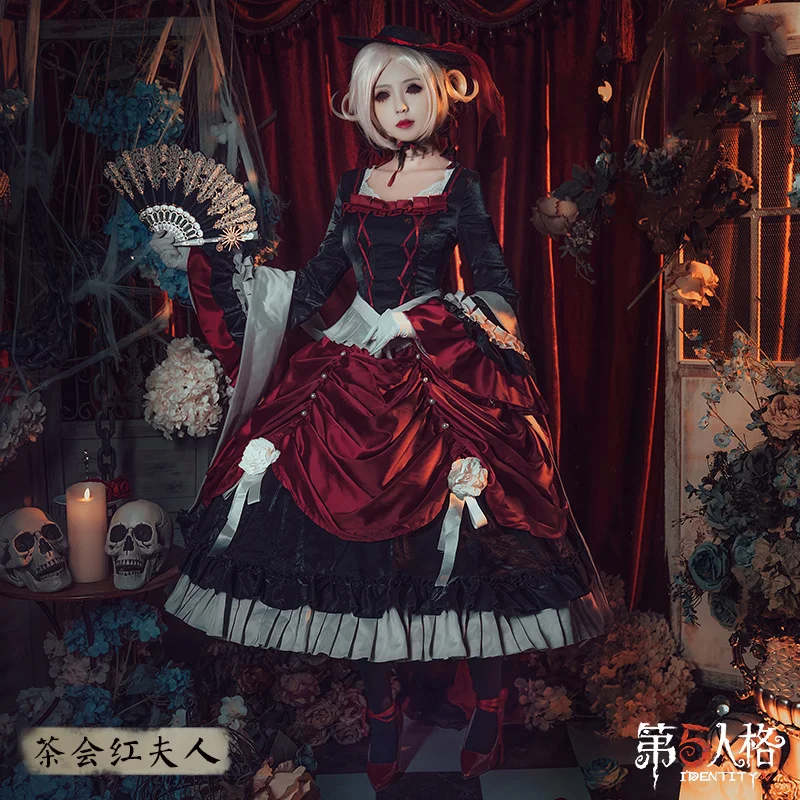 

Game Identity V Cosplay Costumes Survivor Bloody Queen Mary Cosplay Costume Original Red Long Dresses Red Lady Ball Gown Suit