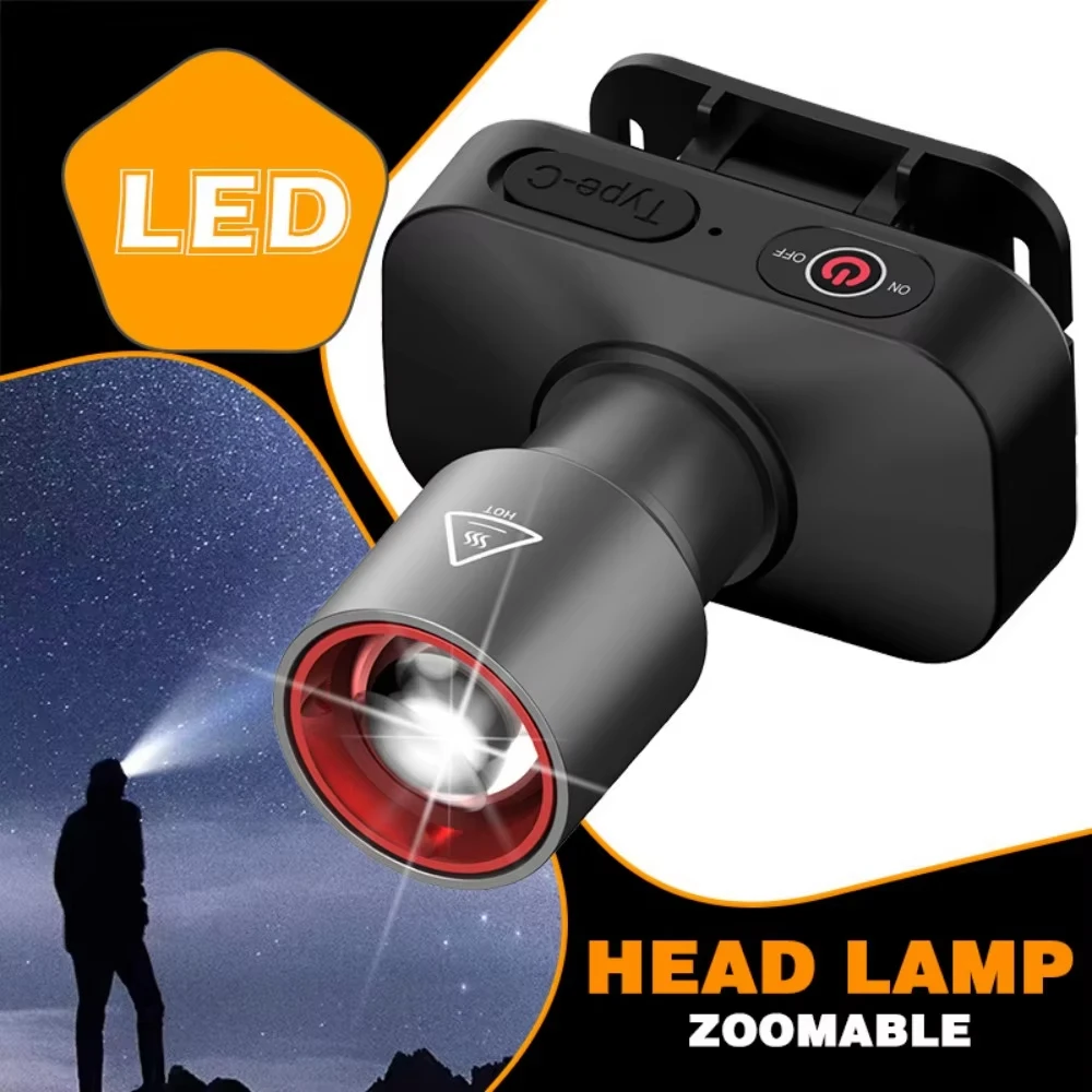 Strong Light Headlight LED Head Built-in Battery Head Lamp Rechargeable Led Headlamp For Fishing Searching Camping Outdoor