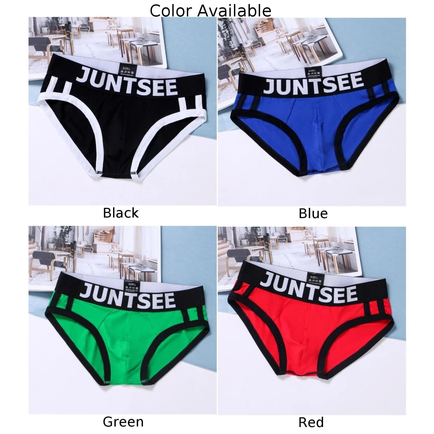 Sexy Mens Swimwear Beachwear Low-Waist Cotton Breathable Patchwork Bulge Pouch Underwear Briefs Underpants Male Swimming Trunks