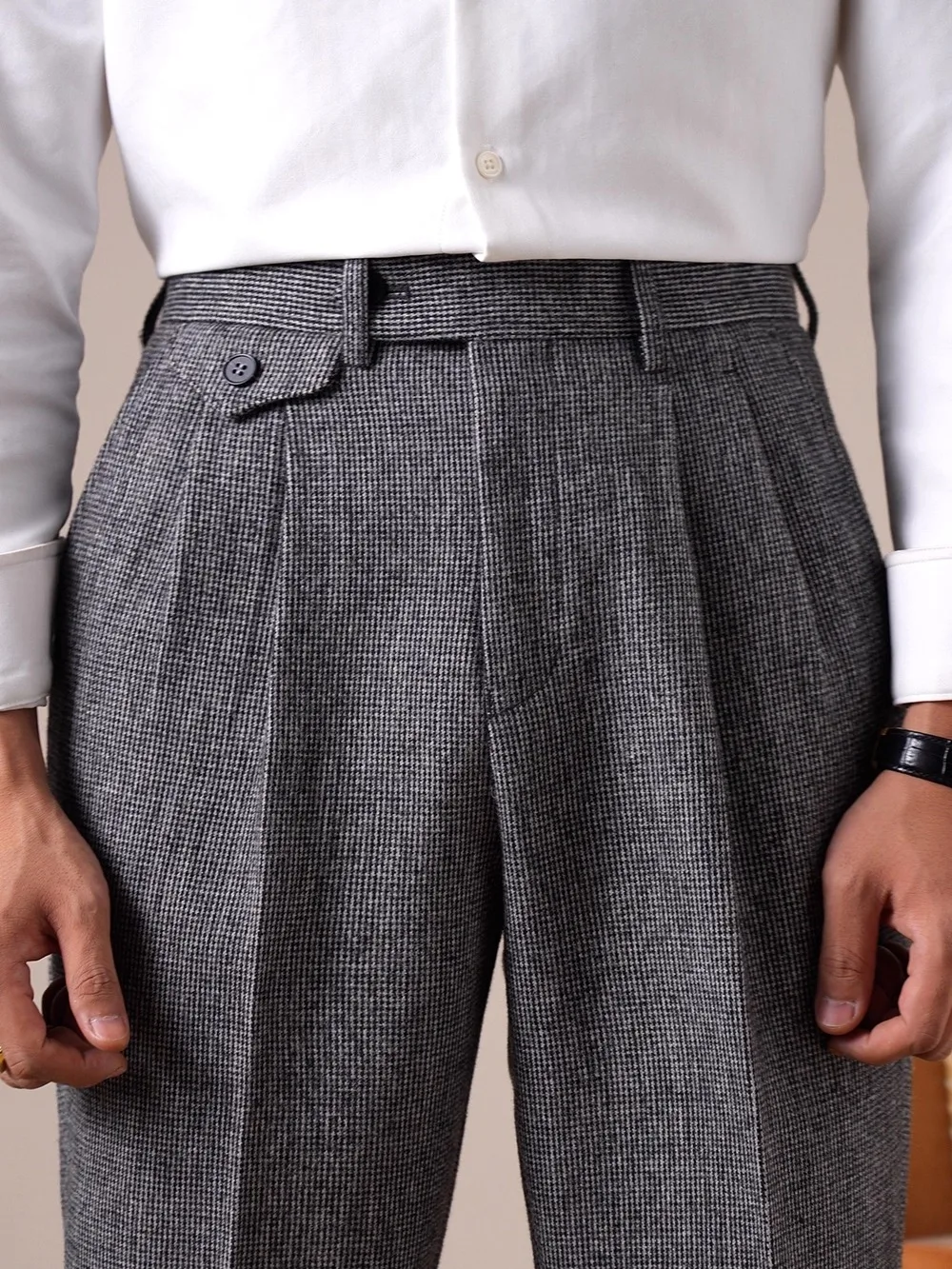 

50-Specin Woolen Casual Men's West Pants Double Pleat Straight Busin Casual Long Trousers for Spring Autumn