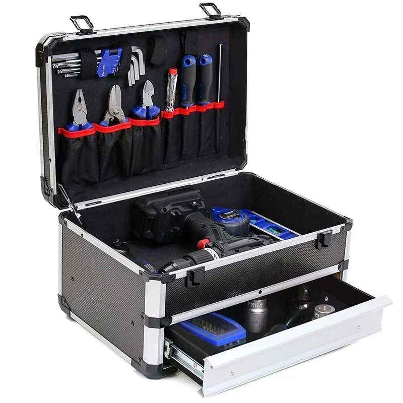 Aluminum Case Tool Box With Drawers Portable Multi Tool Storage Case For tools Electric Suitcase Equipment Tools Organizer Box