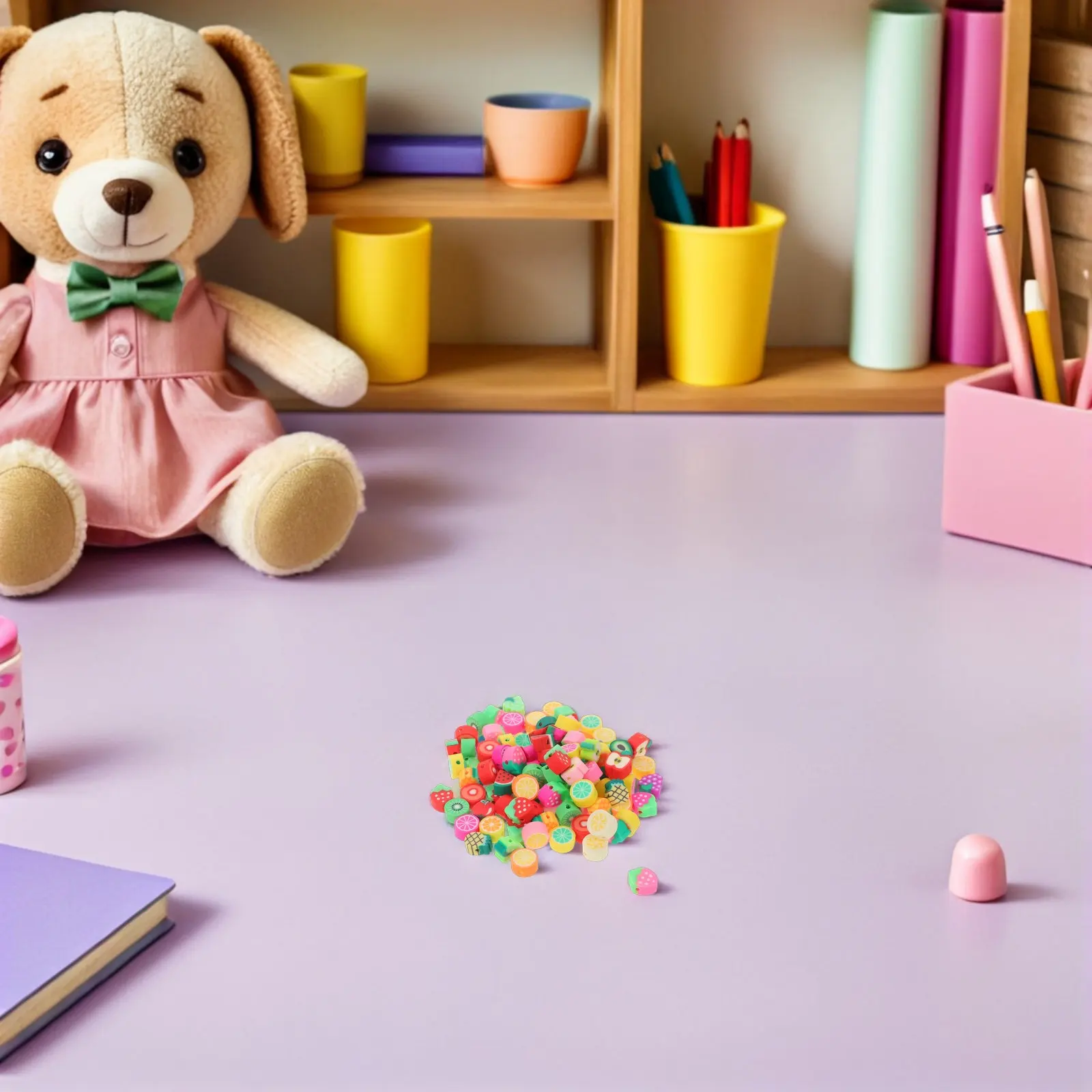 

500 шт. ярких глиняных бусин в форме фруктов, легкие и удобные, для изготовления браслетов, ожерелий, брелоков своими руками