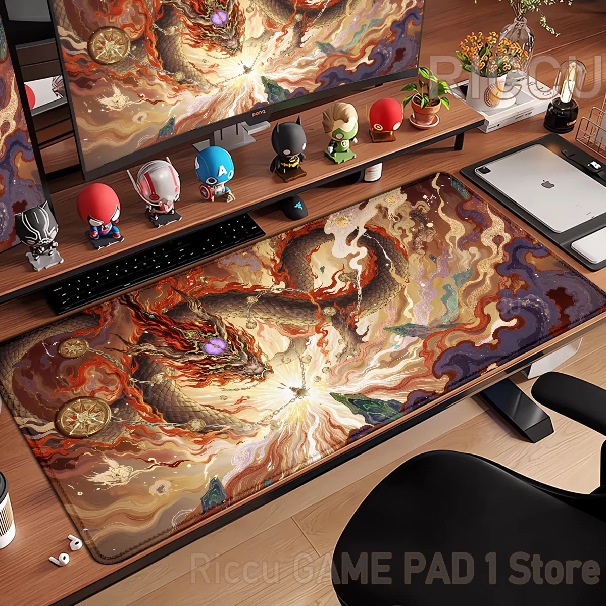 XXL Giant Flying Dragon Mouse Pad Non-Slip Large Desk Mat PC Accessories Gaming Mat Dragon Desk Pad Rubber Base Extended Pad