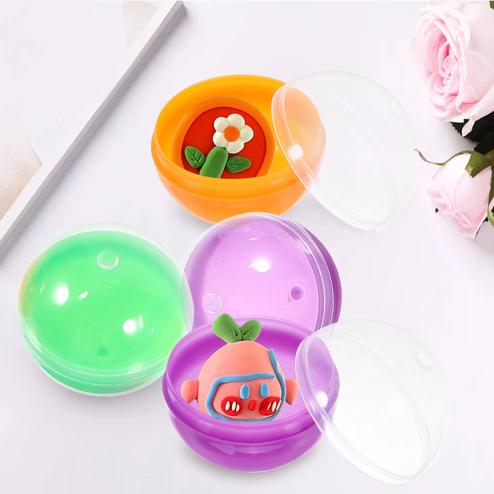 50 Pcs Egg Machine Capsule Shell Fillable Round Capsules Gumballs Plastic Wrapping Twisting Plaything