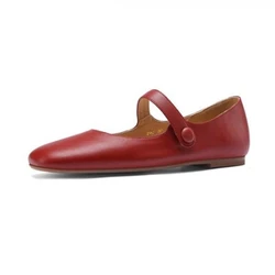 DIMANYU Mary Jane Shoes Women 2026 Spring New Genuine Leather Ladies Shoes Buckle Comfortable Flat Shoes Women
