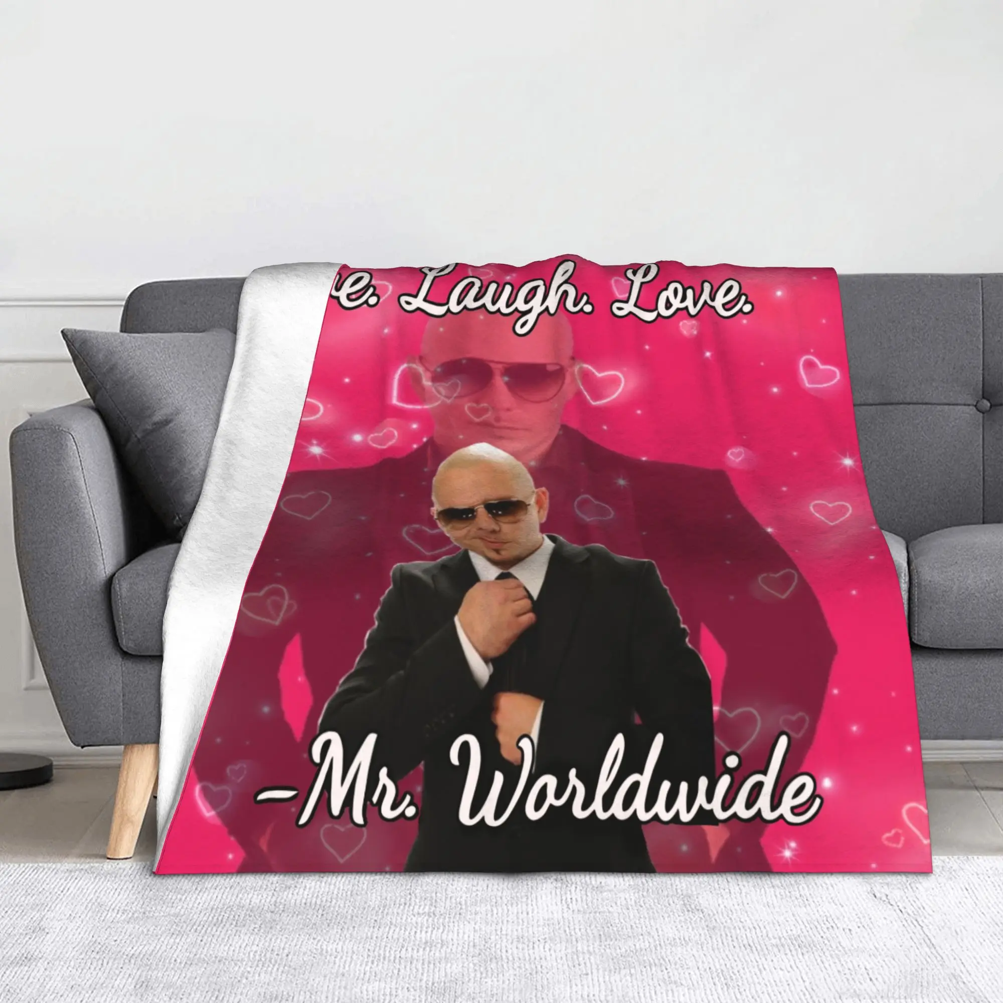 Mr. Worldwide Says to Live Laugh Love Blanket Flannel Multifunction Lightweight Throw Blankets for Bed Office Quilt