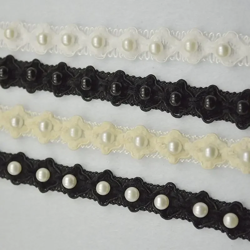 New 2Meters/78.74in Per Pack Handmade Fabric DIY Crafts Dress Lace Fabric Decorative Square Beaded Lace Trim