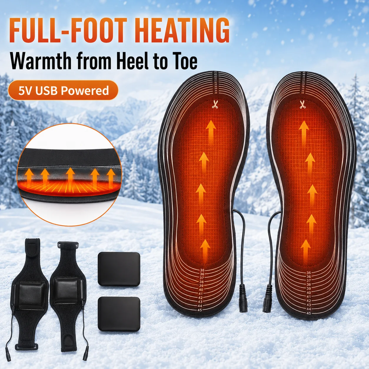 USB 충전식 발열 깔창 5V 풀풋 워머, 사이즈 조절 - Heated Insole Rechargeable 리뷰 및 가격