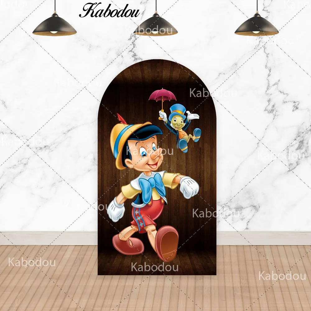 Disney Lovely Pinocchio Arch Photo Backdrop Arched Wall Kids Happy Birthday Baby Shower Chiara Photography Background