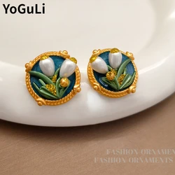 Fashion Jewelry Vintage Temperament Flower Earrings For Girl Women Female Gifts Pretty Design Ear Accessories 2024 Trend New