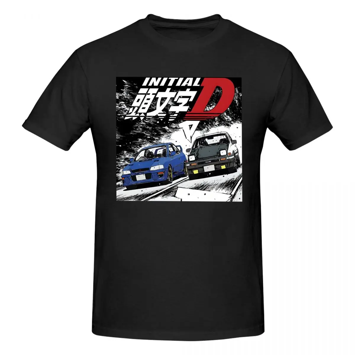 Fun T Shirt for Men Pure Cotton Hipster T-Shirt Crew Neck I-Initial D Tee Shirt Short Sleeve Clothing Graphic image 3