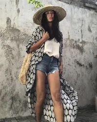 Stylish Tie Dye Bathing Suit Open Front Long Kimono Swimsuit Cover Up for Women