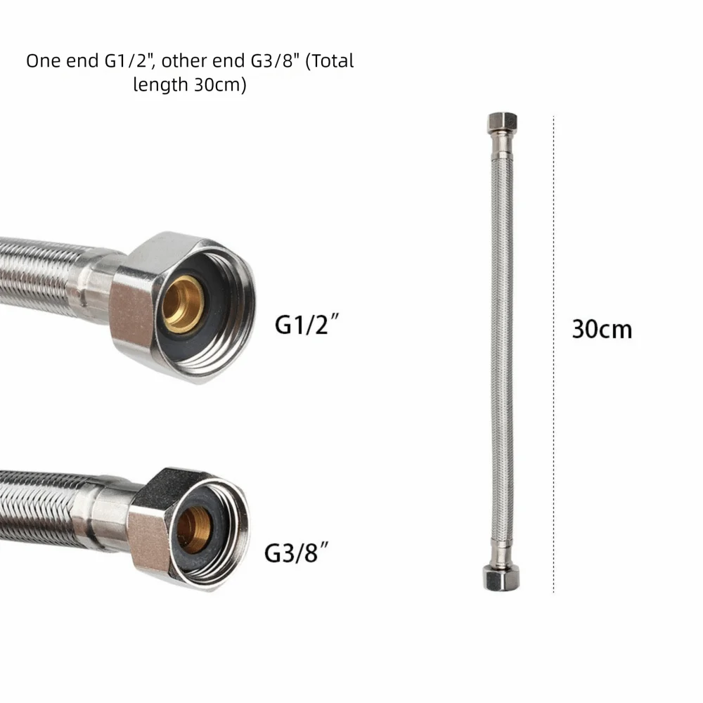 

30/40 см гофрированный водяной шланг взрывозащищенные соединители для туалетной воды из нержавеющей стали шланг большой расход