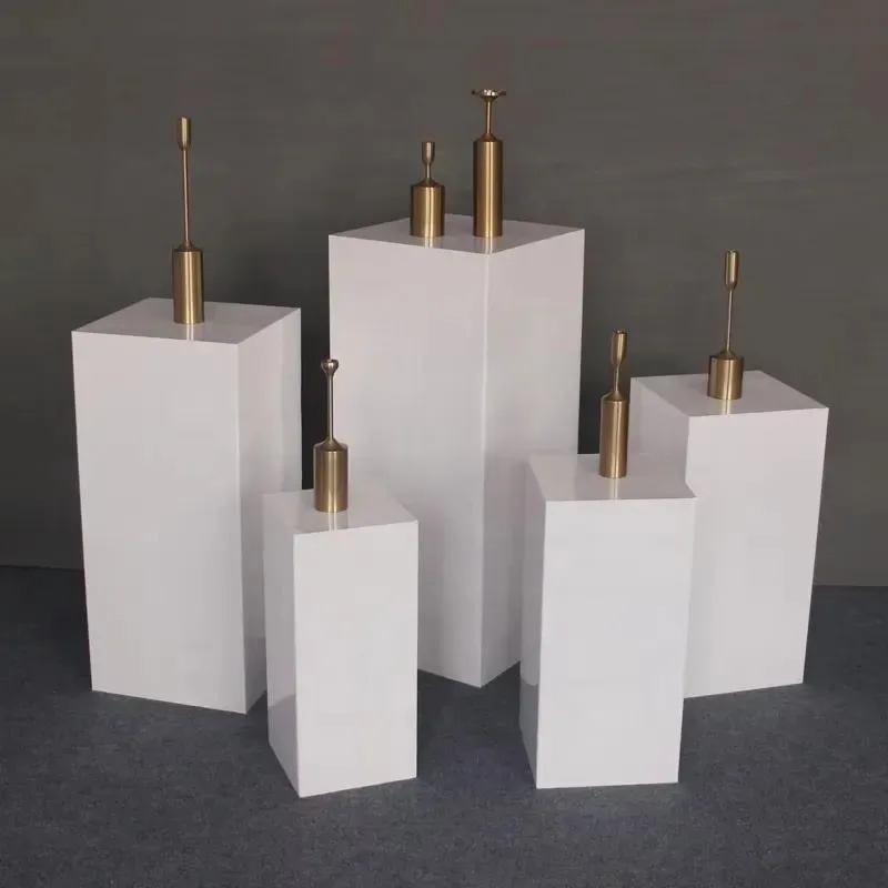 High Quality Metal Wedding Flower Stand 5 Piece Square Cake Base Set for Baby Shower Party Scene Decoration