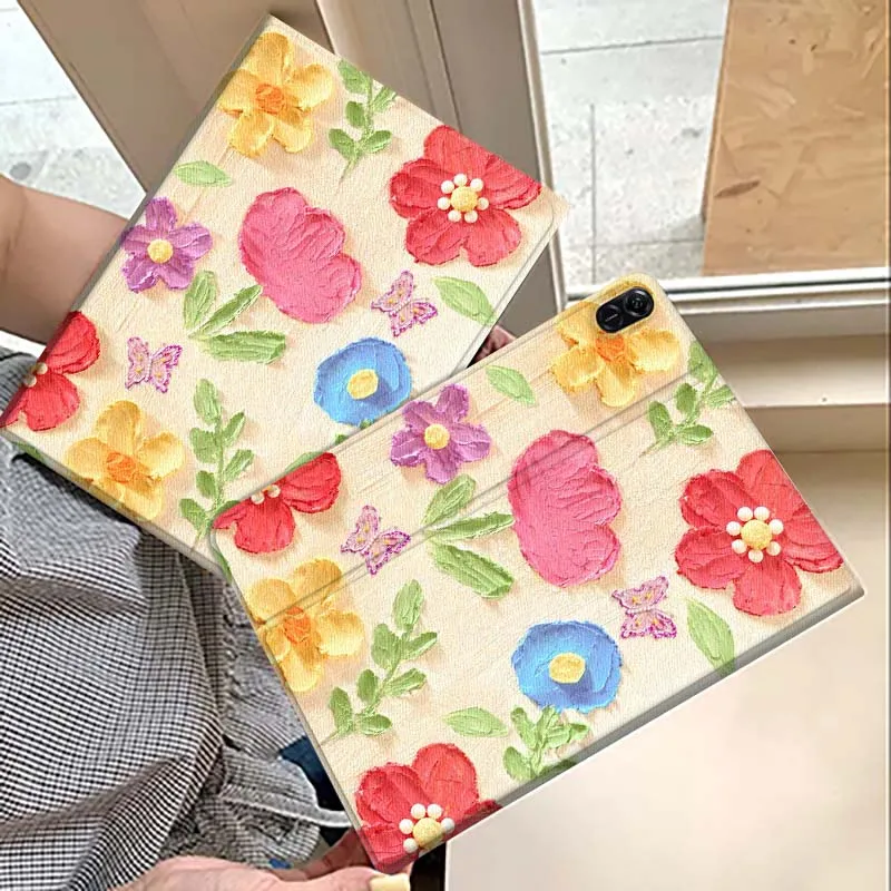 

Oil Painting Flower Design For Huawei MatePad M5 T5 SE 11 Pro Honor Tab 5 V7 V8 X9 GT 10.1 10.8 Inch Tablet Case