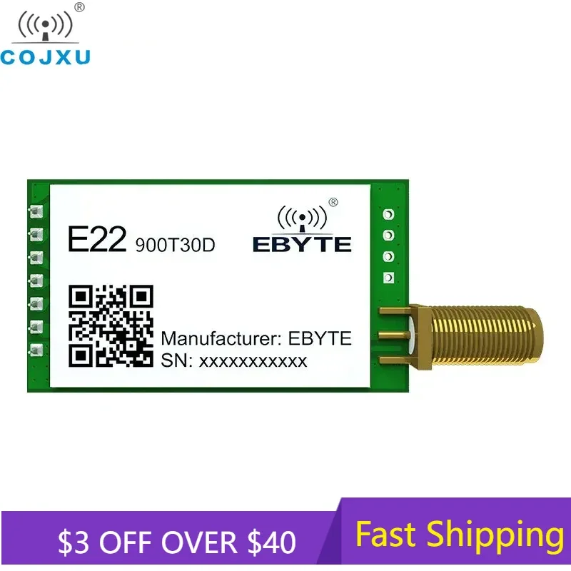 LoRa-Modul E22-900T30D-V2 850,125-930,125 MHz 30 dBm 10 km Reichweite 5 V UART GPIO ISM Band 868 MHz LoRa RF-Modul