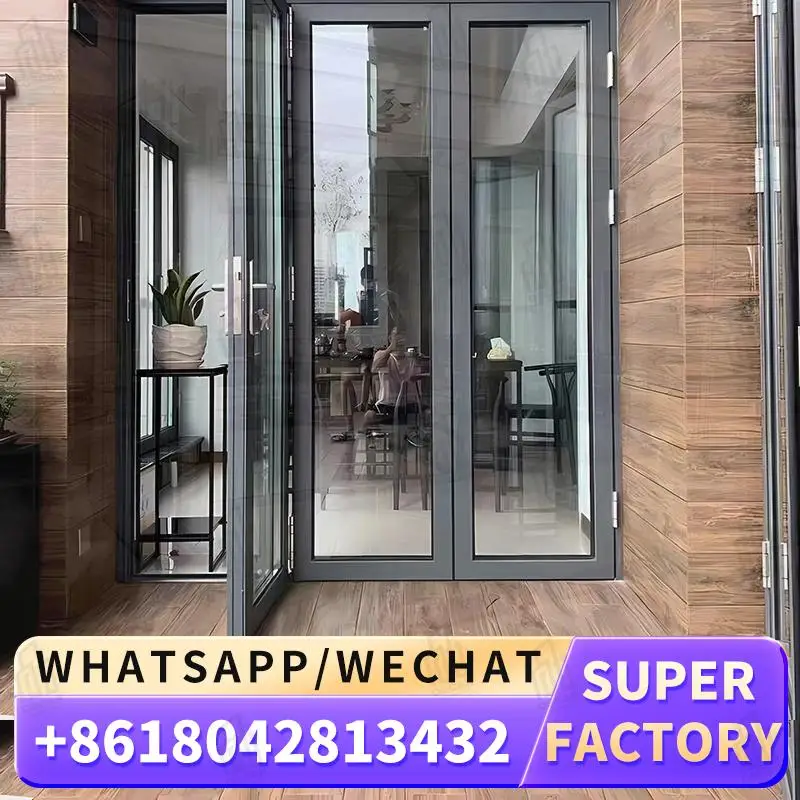 

Customized Tempered Double Glazed Outdoor Sliding Bifold Aluminium Glass Patio Door for Home Balcony Garden