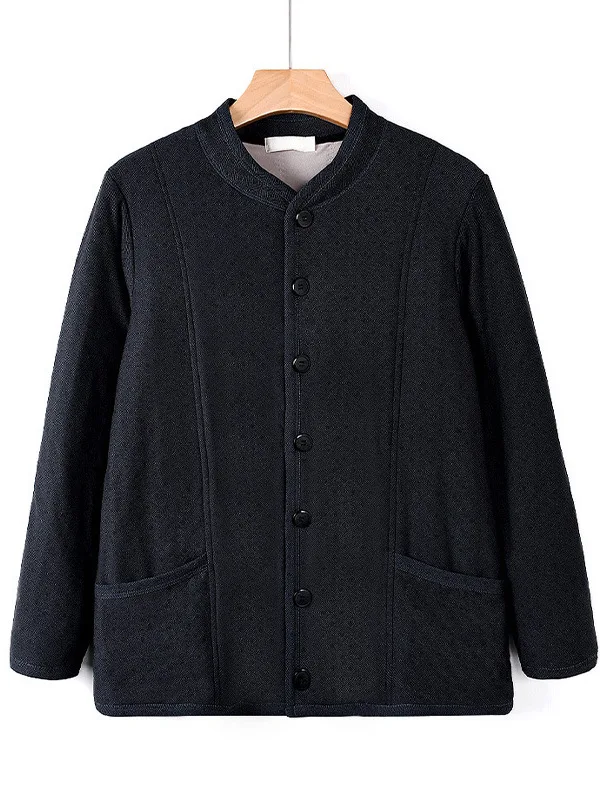 Thiened Warmth Cotton Padded Jaet Home Leisure Silk Sandwich Layering Dad Clothes Autumn Winter ly Warmth Home Clothes