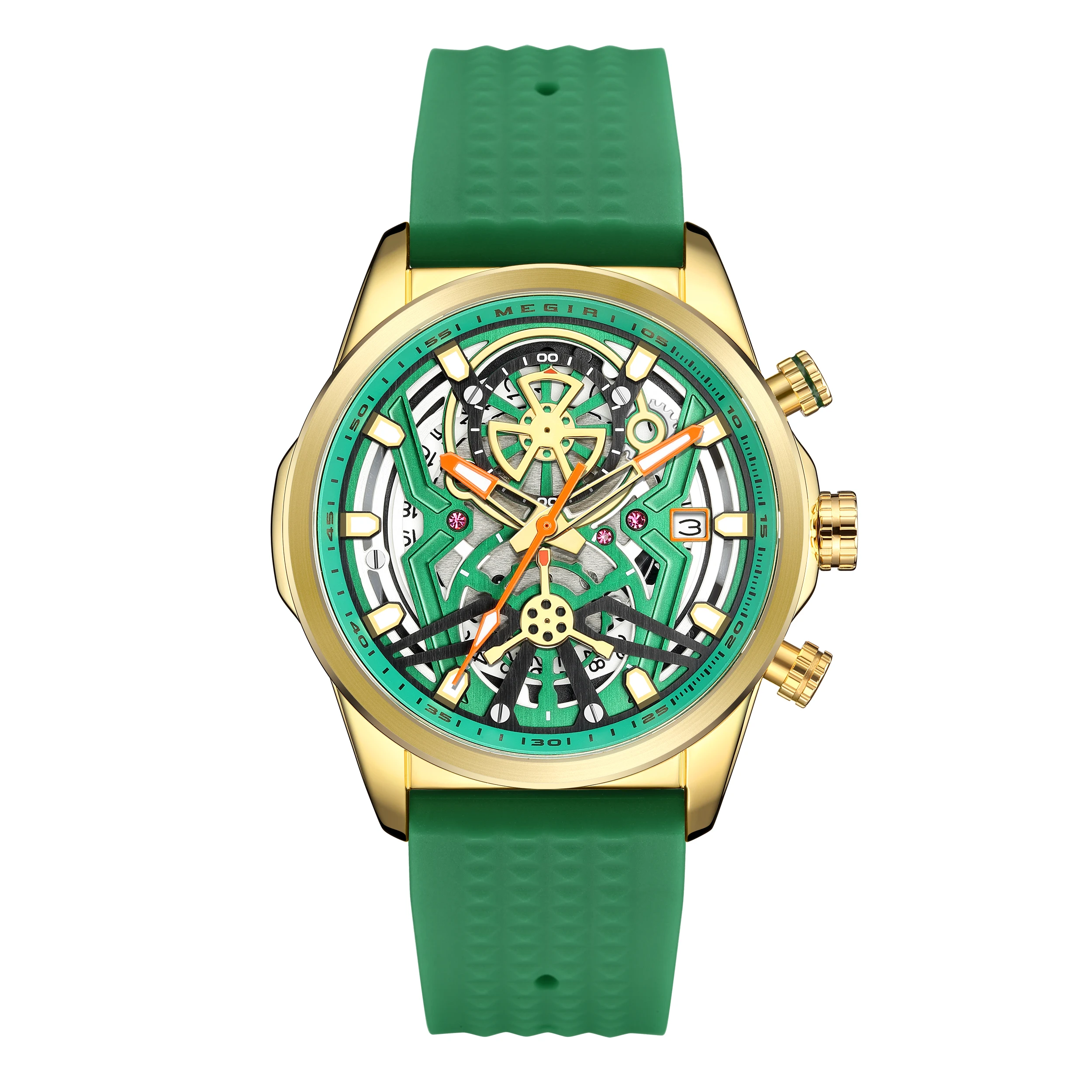 

MEFIR Luxury Men's Chronograph Watch Quartz Movement Silicone Band with 44mm Stainless Steel Dial Fashion Sports Wristwatch