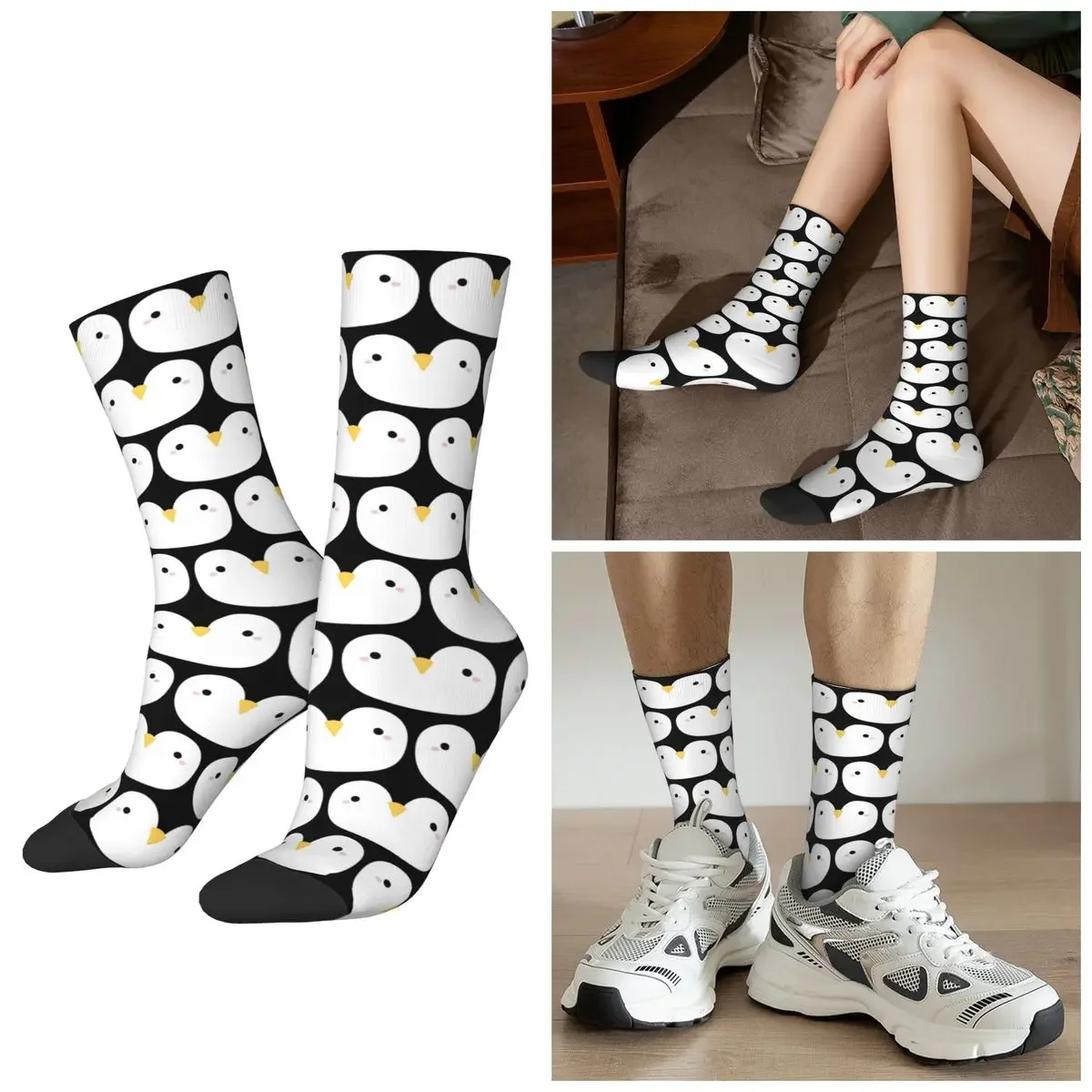 

All Seasons Cute Little Penguin Face Socks Harajuku Crew Socks Funny Stockings for Men Women Valentine's Day Gifts