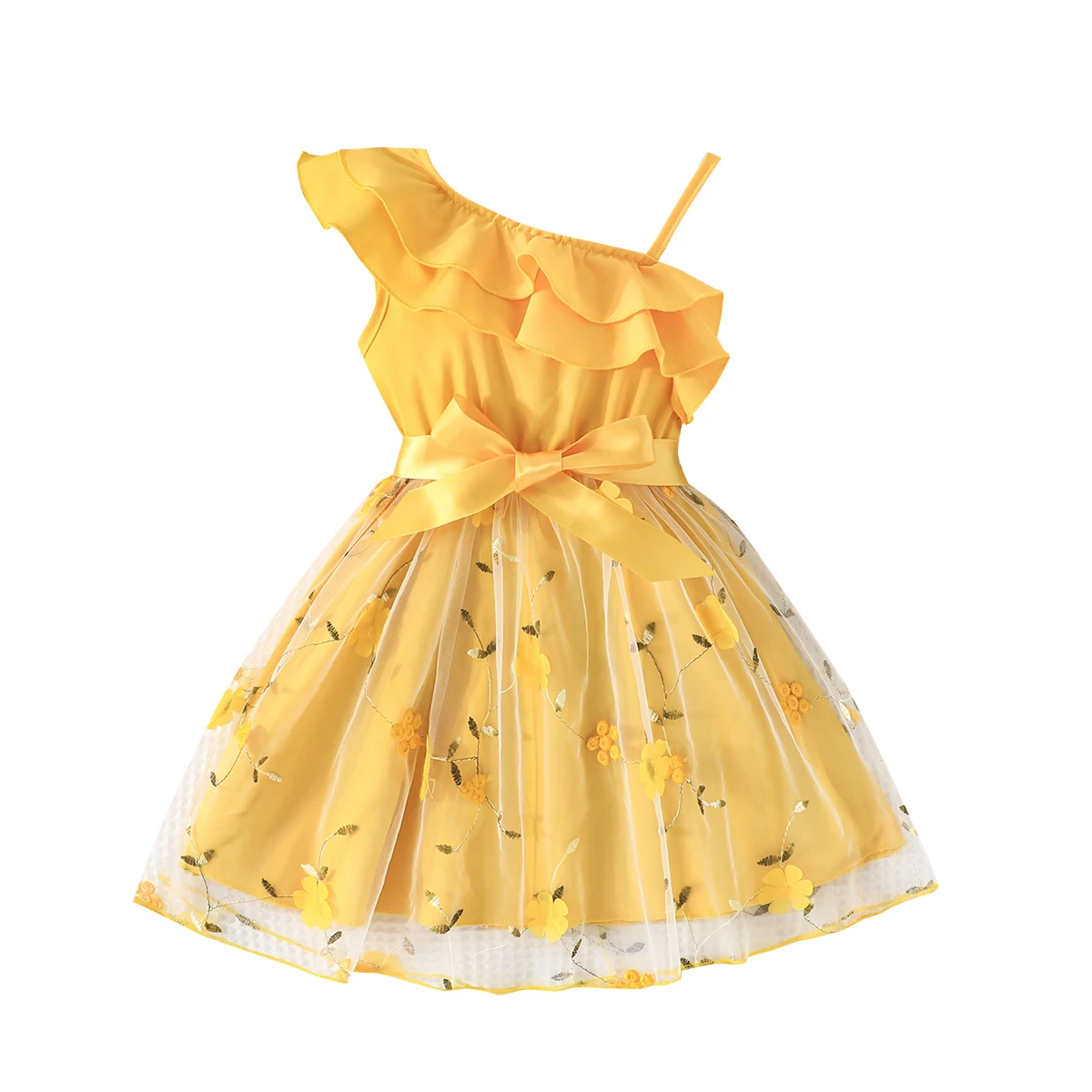 Dress For Kids 2-7 Years old Birthday Ruffled Embroidered Sleeveless Floral Princess Dresses Ootd For Baby Girl image 3