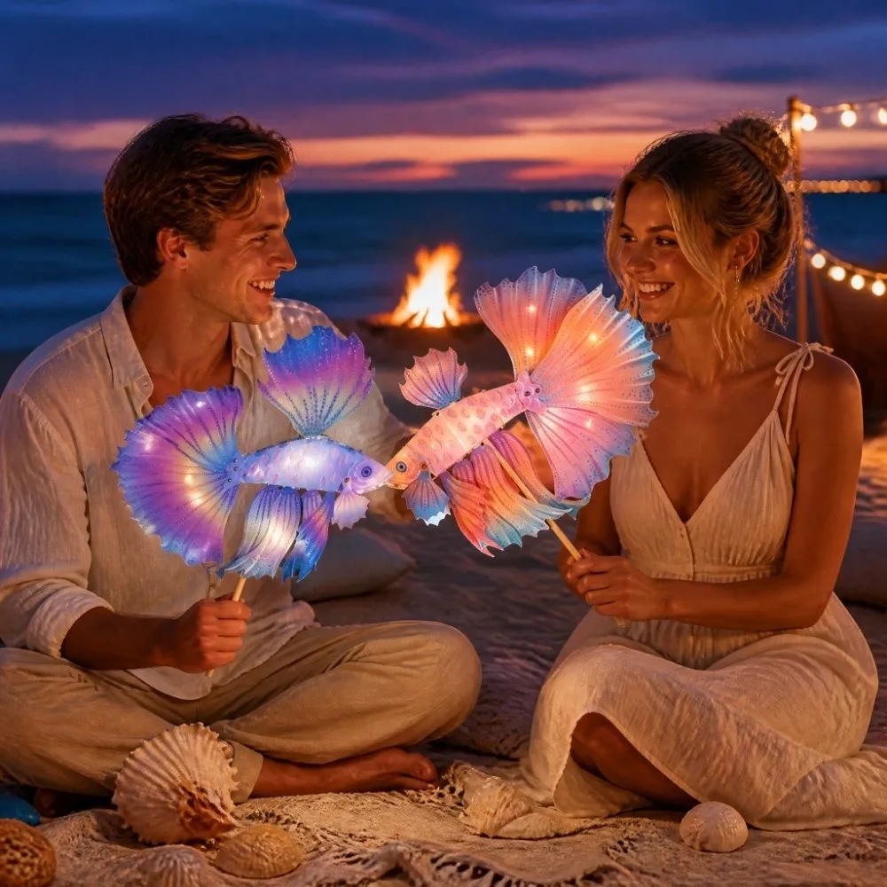 Creative Handmade Chinese Fish Lantern Cartoon Traditional LED Fish Light Toys Kit Glowing Colorful Paper Lamp Kit Family