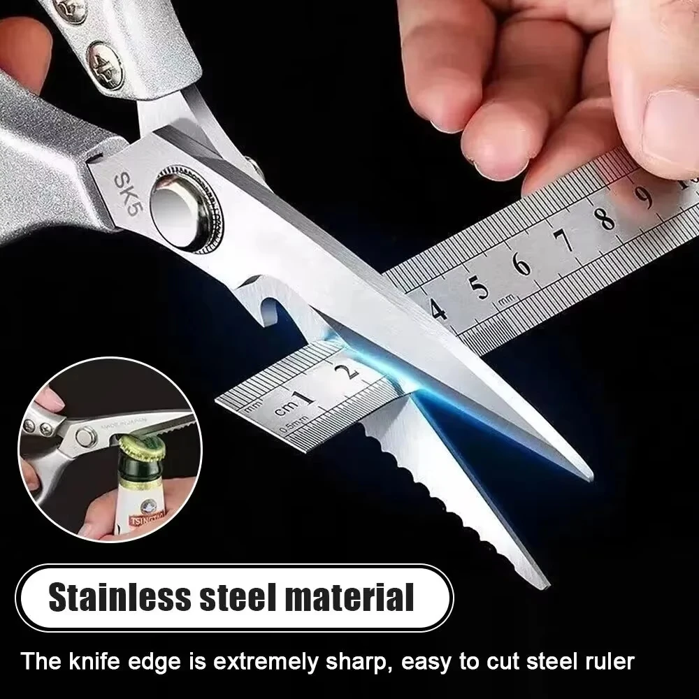 Stainless Steel Kitchen Scissors Multifunctional Chicken Bone Scissors Shear Fish Duck Cut Chef Professional Scissors Knife Tool