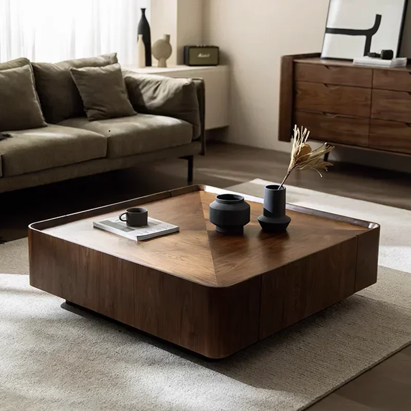 

Peach wood coffee table minimalist square solid wood coffee table living room furniture
