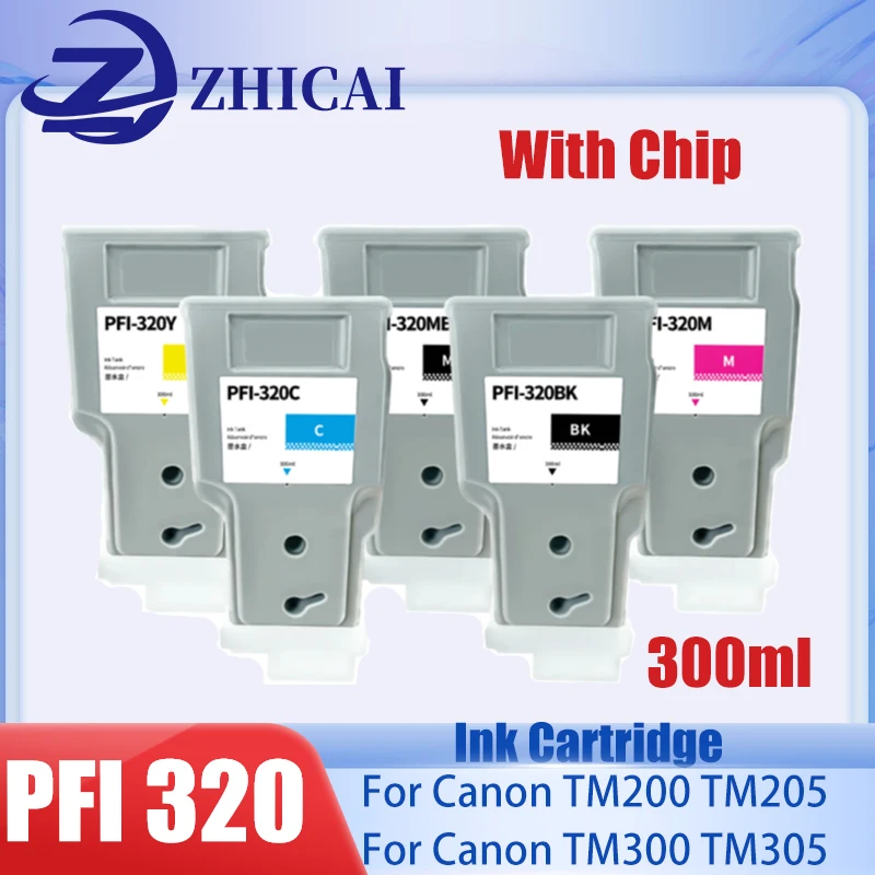 

С чипом 300 мл чернильный картридж PFI 320 для принтера Canon PFI-320 PFI 320 iPF TM-200 iPF TM-205 iPF TM-300, полный с пигментными чернилами