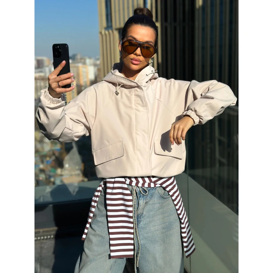For Vacation And Holiday Solid Color Women Hooded Jacket Casual Short Jacket Soft Touch Material Medium Elasticity