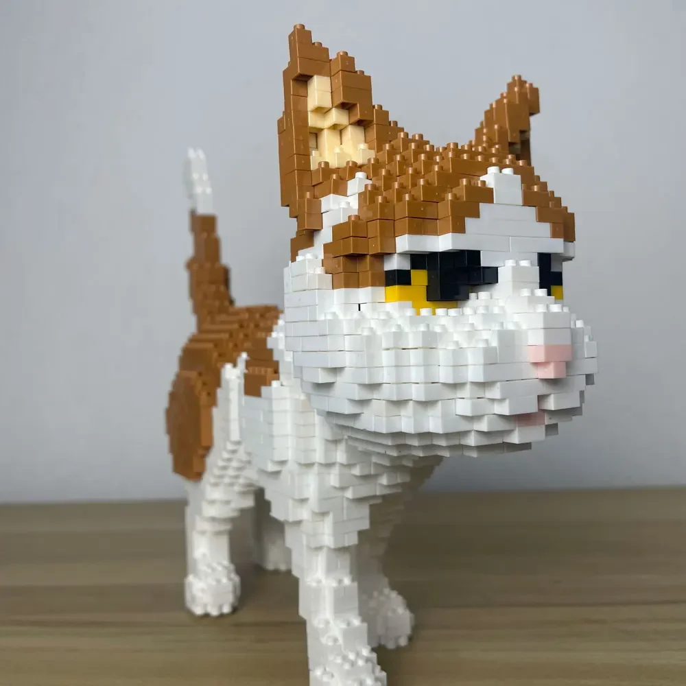 Knew Built Vier Ausdrucksame Mini-Katzenbausteine mit Mikropartikeln, Orangen- und Kuhmodelle, bevorzugt von Tierbegeisterten – Detail 11
