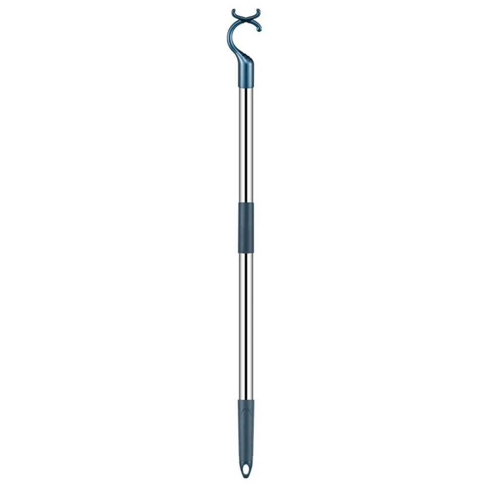 Stainless Steel Clothes Fork Telescopic Shaft Thickened Tube Laundry Stick Non Slip Grip Multi Color Head Clothes Reach Pole