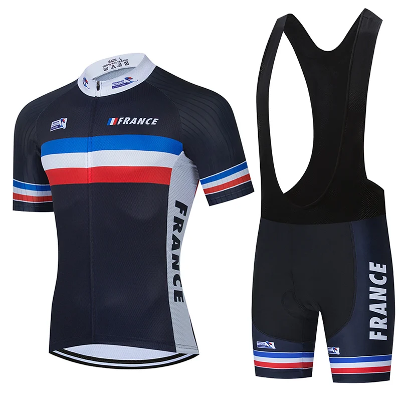 Team France Cycling Bib Sets MTB Uniform Summer Road Bike Jerseys Bicycle Clothing Men\'s Short Sleeve Maillot Racing Suit Outfit