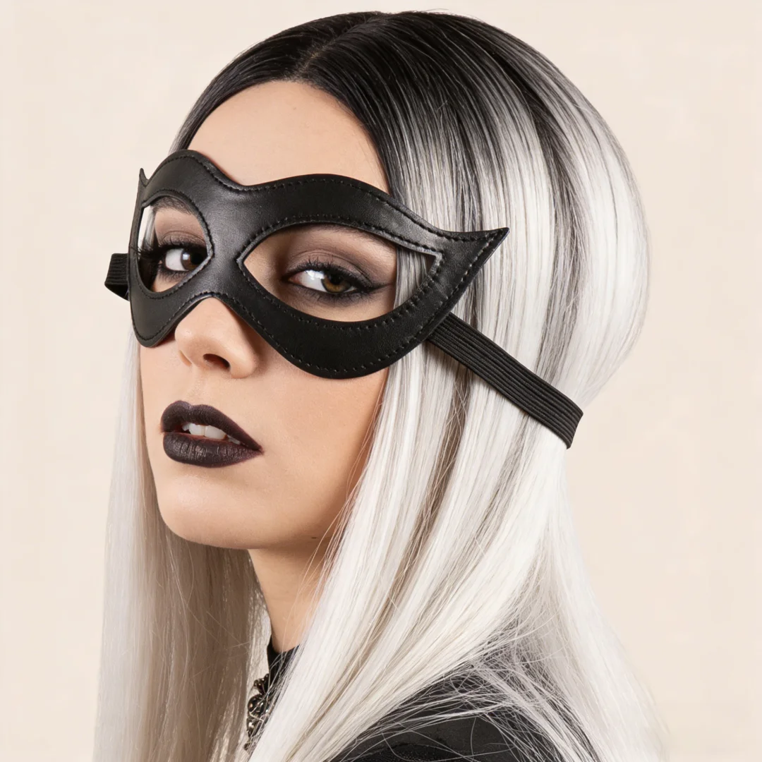 

Регулируемая кожаная маска кошки для косплея, маскарада, Хэллоуина, взрослый размер, с отверстиями для глаз
