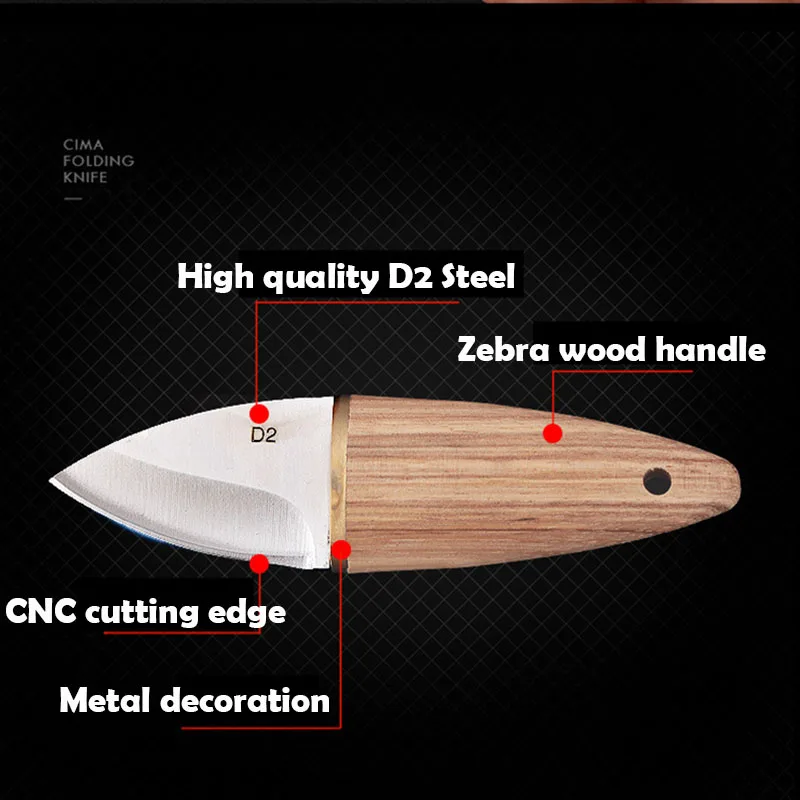 CNC High Hardness D2 Handle MINI Knife With Leather Holster EDC Express Pocket Knife Outdoor Tool KeyPendant Hung On The Belt