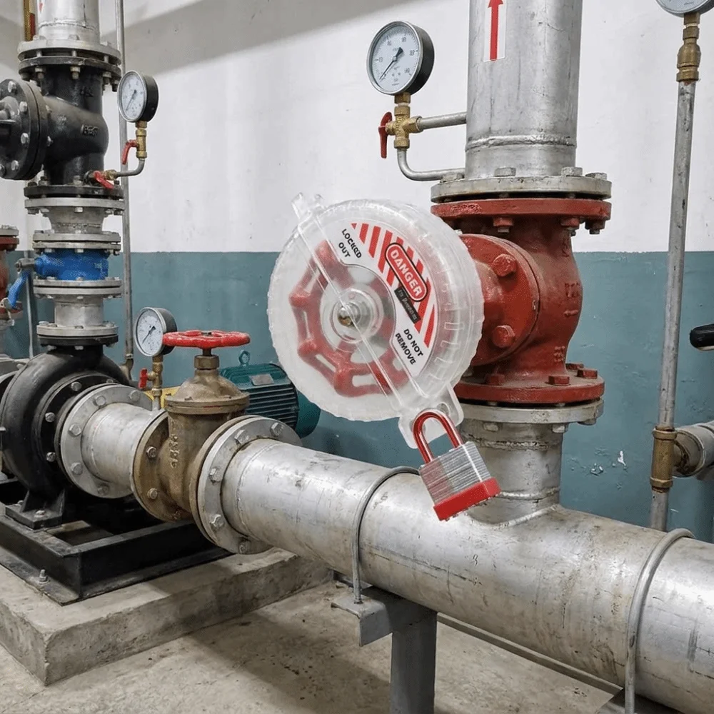 Sturdy PC Material Gate Valve Lock Integrated Design Good Visibility Safety Isolation Cover Multiple Sizes Reserved Lock Holes