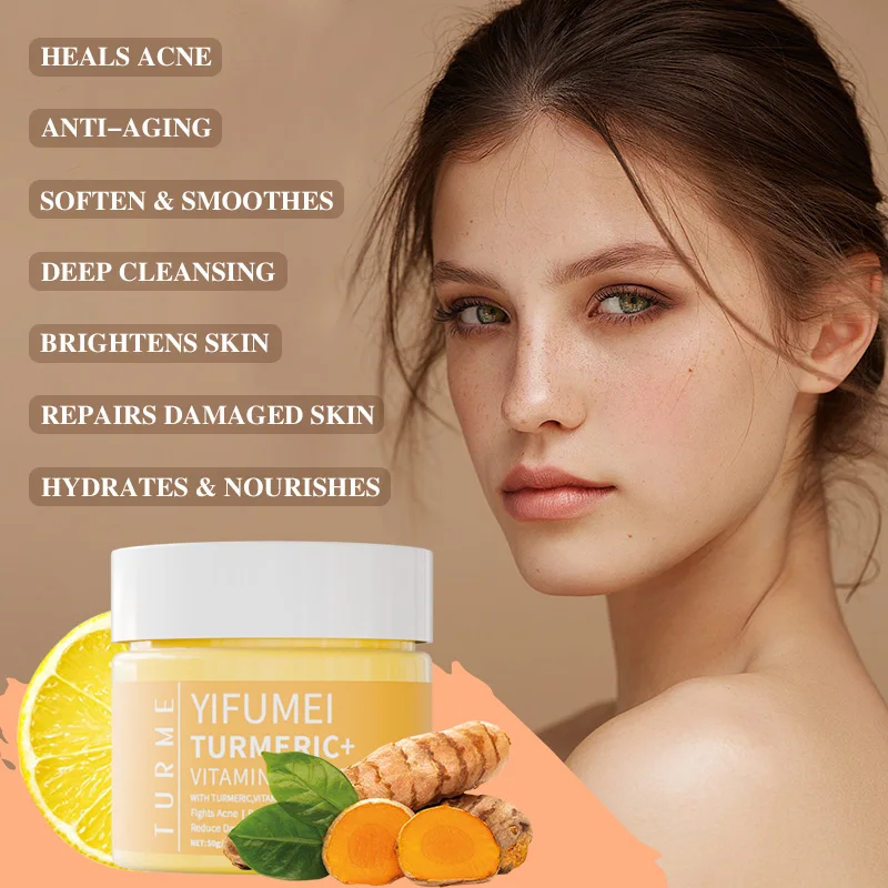 Turmeric Vitamin C Face Cream Acne Treatment Dark Spots Removal Moisturizing Brightening Whitening Cream for Face Skin Care