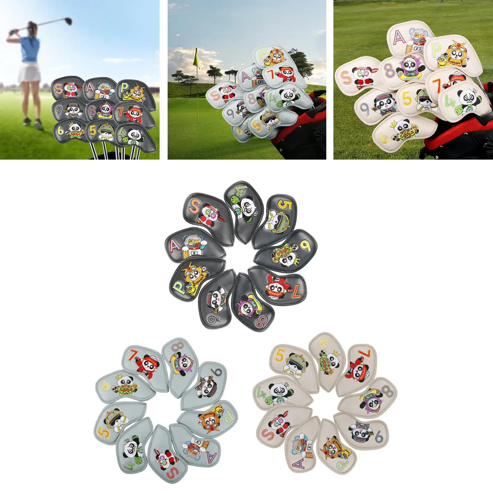 

9x Golf Iron Headcovers for Club Protection - PU Waterproof Design