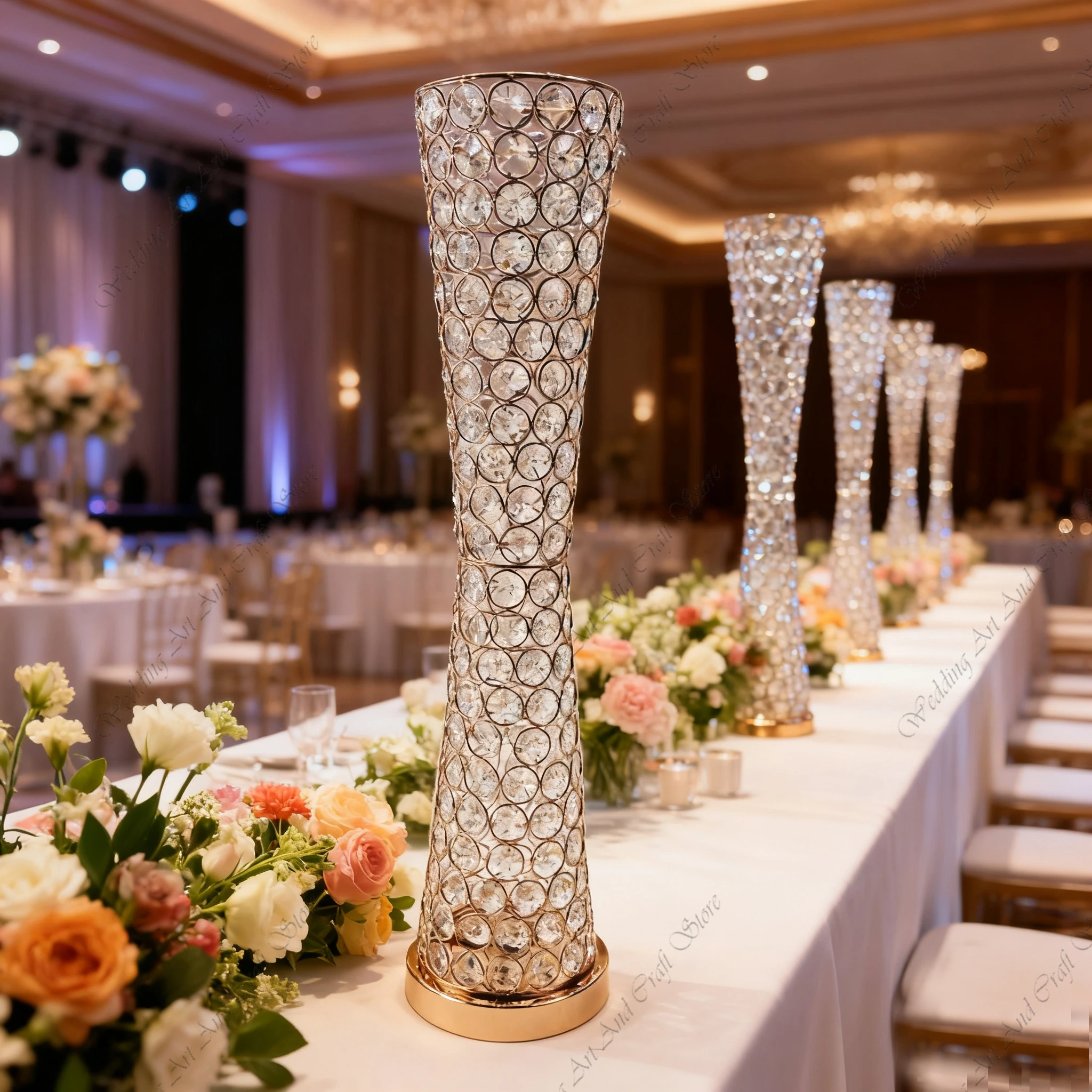 

10pcs f30 60/80/100cm Wedding Event Decoration Backdrop Tabletop Gold Metal Flower Stand Trumpet Vase Wedding Aisle Stand ivy498