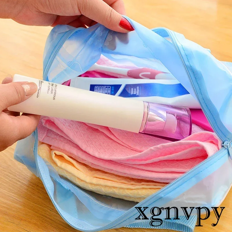 Xgnvpy Makeup bag Compression Travel Bath bag 5color waterproof makeup storage Women\'s Clear makeup  side for ladies