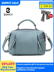 Borsa da donna Zency in vera pelle Borsa tote semplice di alta qualità Piccola borsa vintage Boston Borsa da donna a tracolla con tracolla da donna
