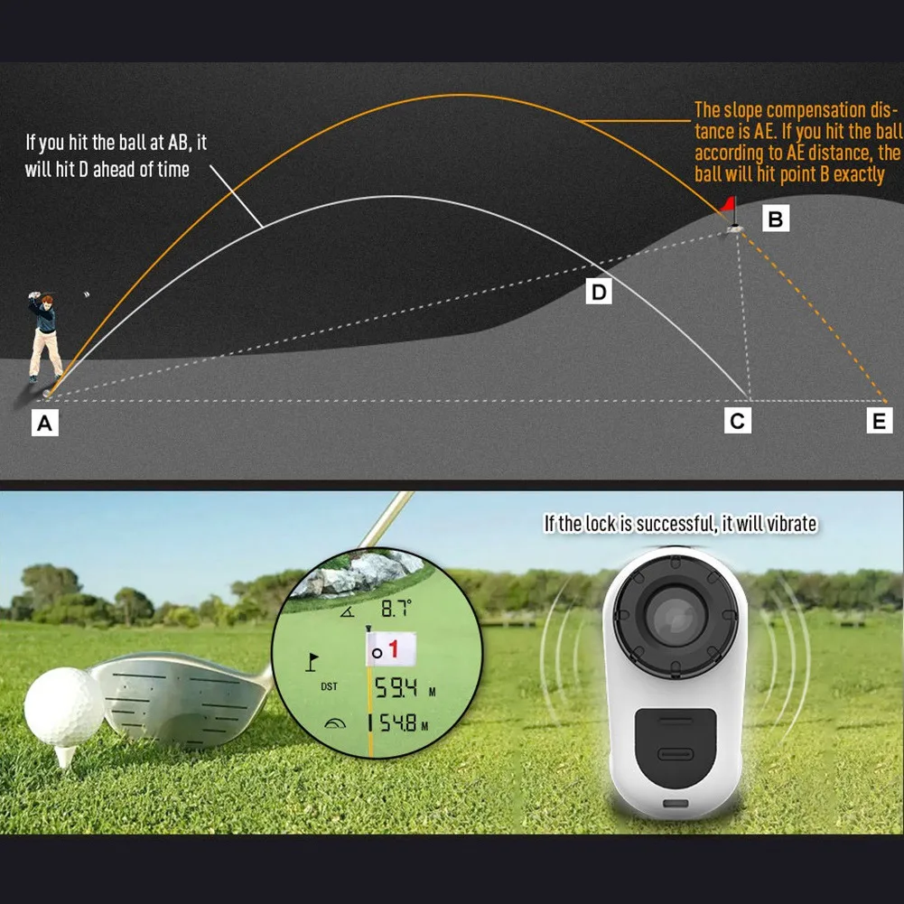 

【CLEARANCE】Multifunctional Golf Laser Rangefinder 600M Rechargeable Laser Distance Meter With Flagpole Lock And Slope Compensati