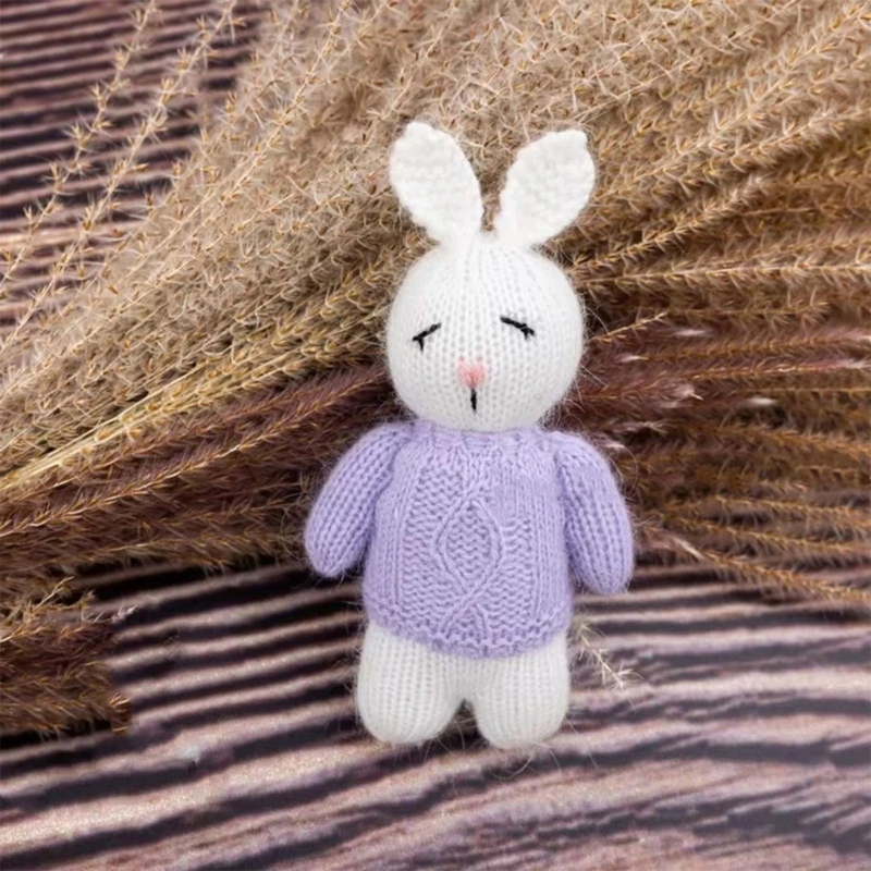 Lovely Rabbit Newborn Photography Props Knitted Rabbit Toy Baby Comfort Newborn Shower Present 6-inch Height